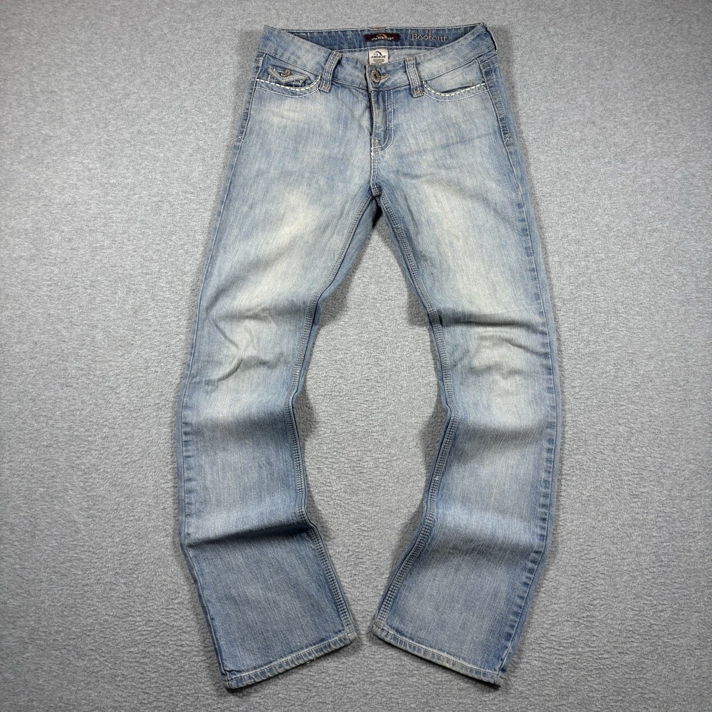 Jordache Bootcut Jeans Size 4 Light Wash Flap Pocket Thick Stitch Y2K Low Rise